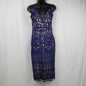Gianni Bini Maura Lace Special Occasion Cocktail Dress in Navy Size XS NWT